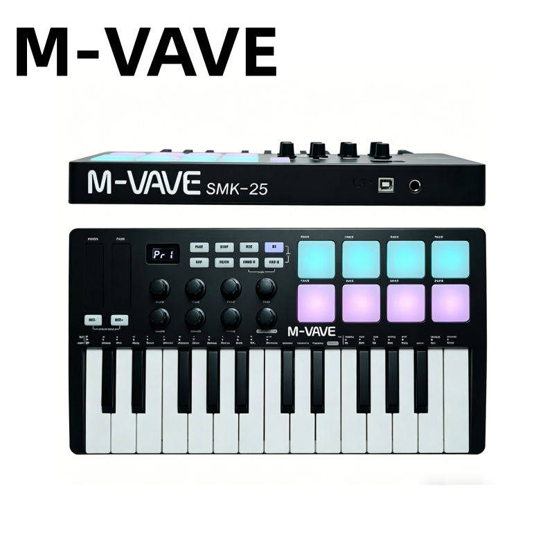 M-VAVE SMK-25 ブラック ポータブルMIDIキー - Midi Controller Pad のレビューと価格